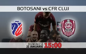 Botosani vs CFR Cluj. Statistici si ponturi pariuri Romania Liga1- Superliga 21.01.2024