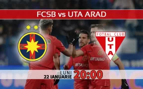 FCSB vs UTA Arad. Statistici si ponturi pariuri Romania Liga1- Superliga 22.01.2024
