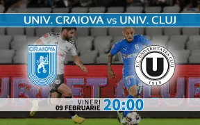 Universitatea Craiova vs U. Cluj. Statistici fotbal si ponturi pariuri Romania Liga1- Superliga 09.02.2024