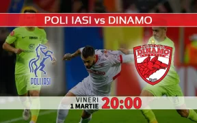 Poli Iasi vs Dinamo Statistici fotbal si ponturi pariuri Romania Liga1- Superliga 01.03.2024