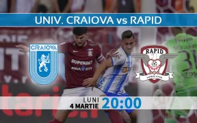 Universitatea Craiova vs Rapid. Statistici fotbal si ponturi pariuri Romania SuperLiga 04.03.2024
