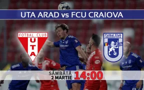 UTA Arad vs FCU Craiova. Statistici fotbal si ponturi pariuri Romania Liga1- Superliga 02.03.2024